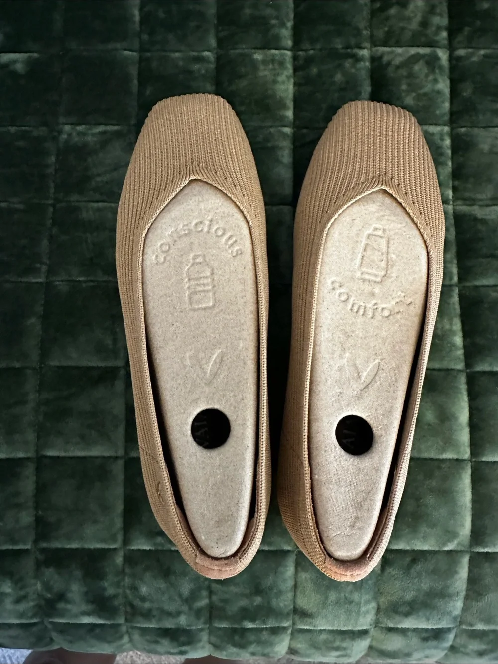 Comfort Knit Ballet Flats in Deep Tan (Nutmeg), made with sustainable materials.